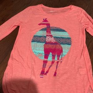Long sleeve pink giraffe tee brand Mudd